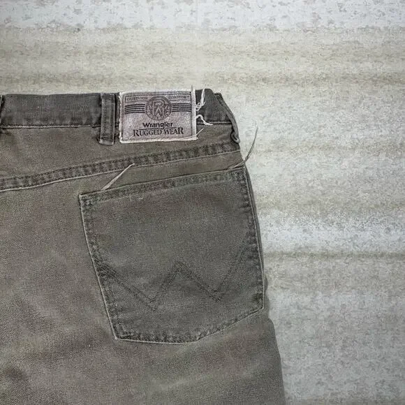 Vintage Fleece Lined Wrangler Jeans Hazel Brown Wash Relaxed Fit Made in USA 90s